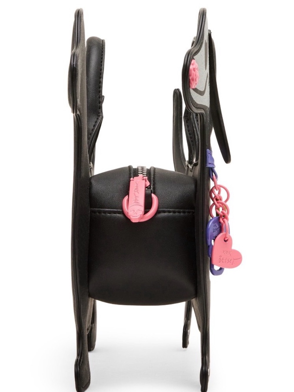 Betsey Johnson Black Dachshund Skeleton Satchel with Purple Accent - Picture 5 of 5
